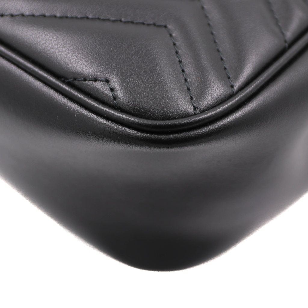 Gucci GG Marmont Chain Flap Wool Crossbody Bag Black 739682