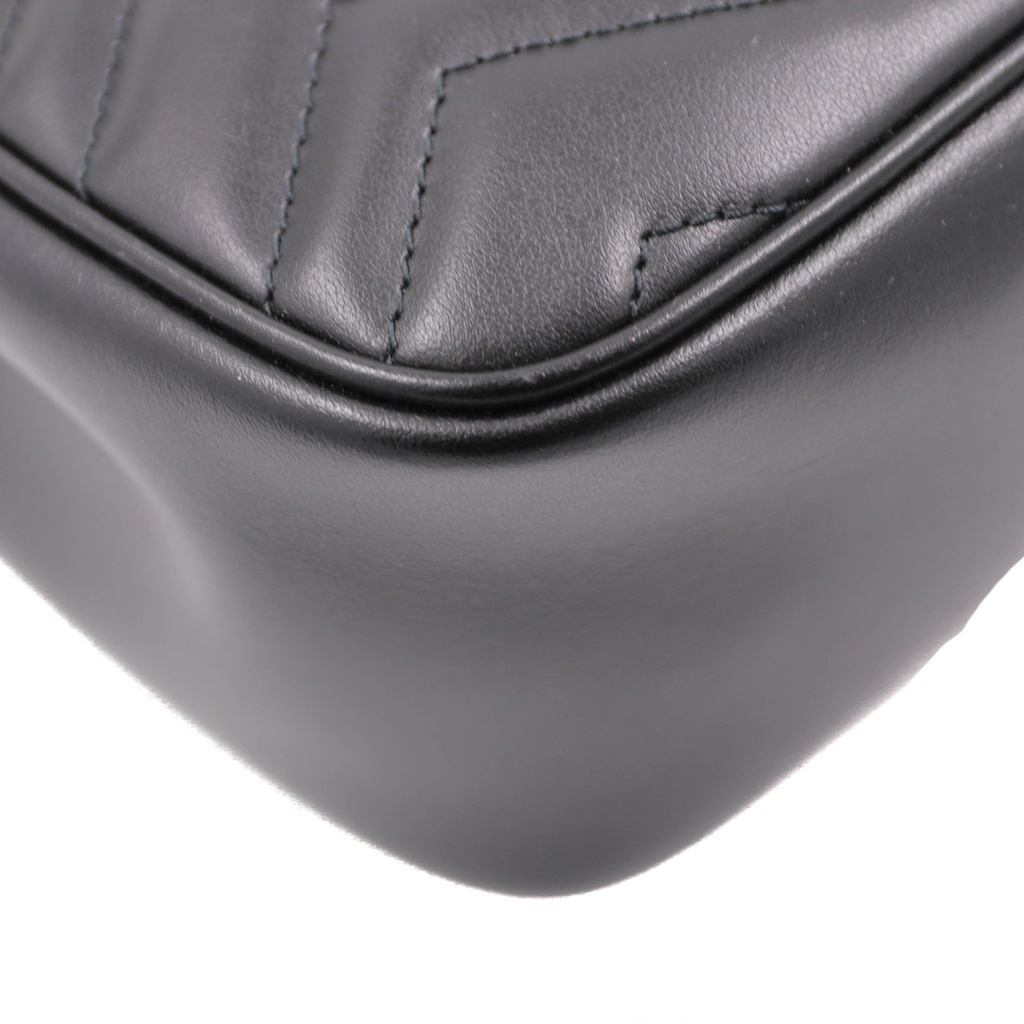 Gucci GG Marmont Chain Flap Wool Crossbody Bag Black 739682