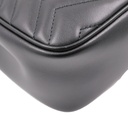 Gucci GG Marmont Chain Flap Wool Crossbody Bag Black 739682