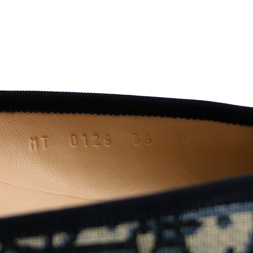 Christian Dior Poeme Ballet Flats In Blue and Beige Oblique In Size 36