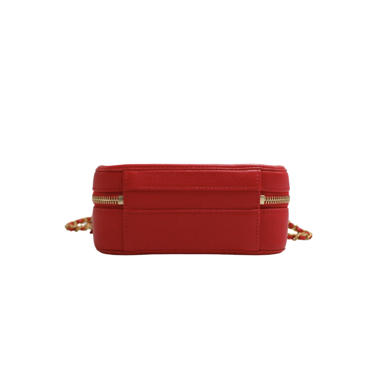 Chanel Small Filigree Vanity Case Red
