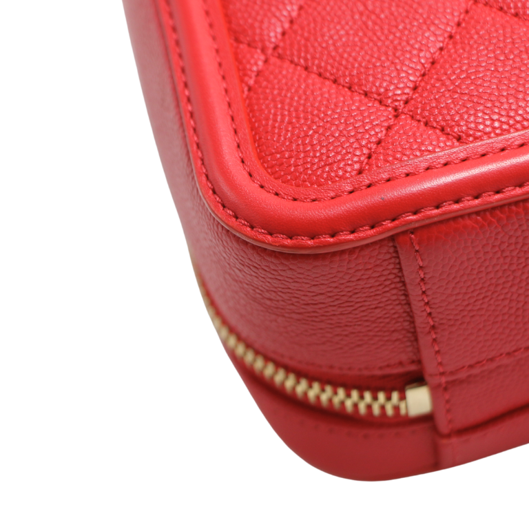 Chanel Small Filigree Vanity Case Red