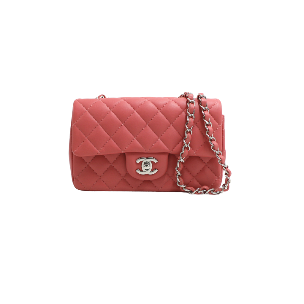 Chanel Mini Pink Lambskin Rectangular Classic Flap