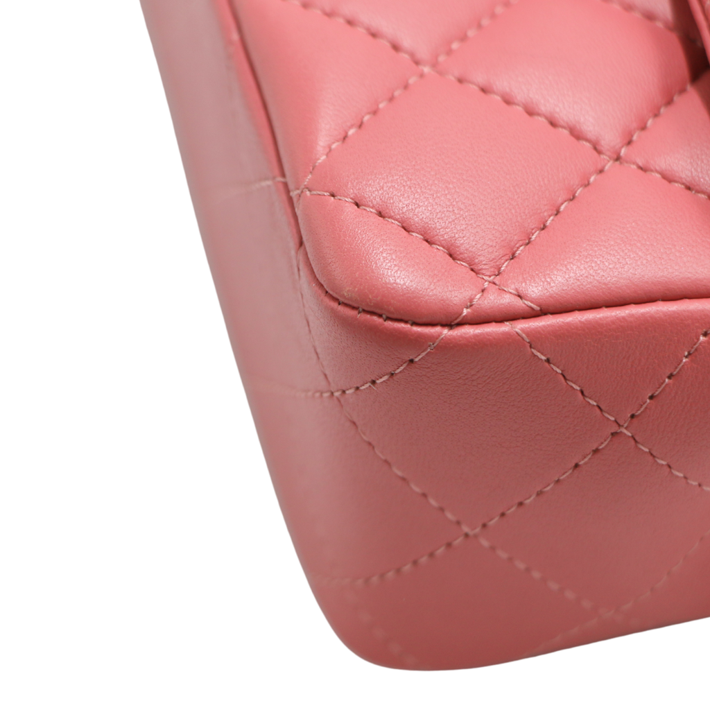 Chanel Mini Pink Lambskin Rectangular Classic Flap
