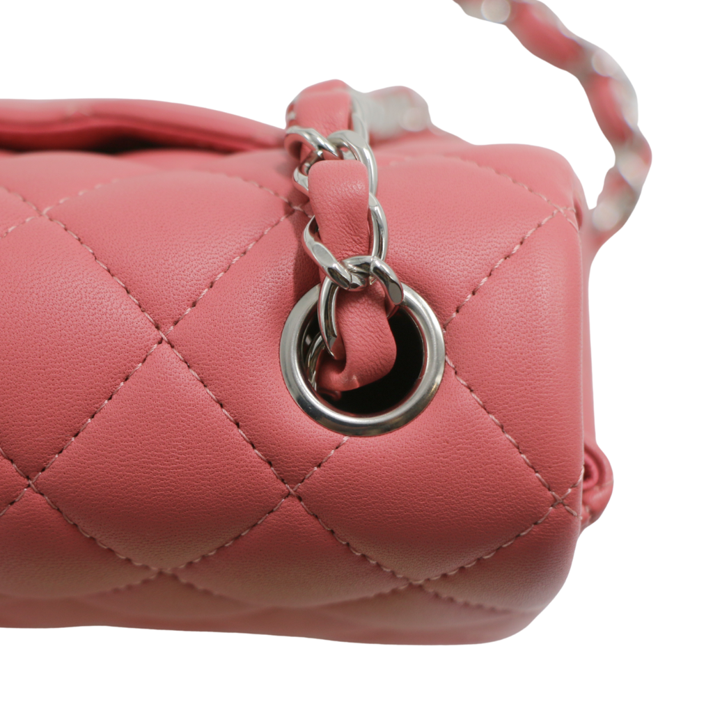 Chanel Mini Pink Lambskin Rectangular Classic Flap