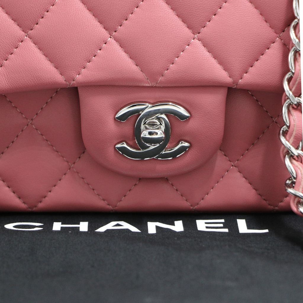 Chanel Mini Pink Lambskin Rectangular Classic Flap