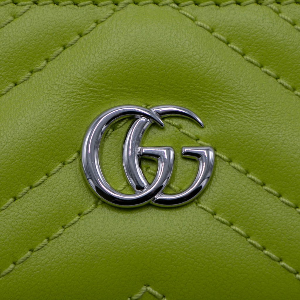 Gucci GG Matelasse Chevron Marmont Card Case Green 443127