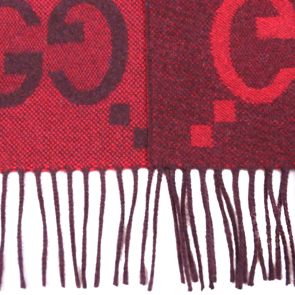 Gucci GG Red and Black Silk Scarf 674275 In Size 45x200