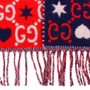 Gucci GG Red and Blue Silk Scarf 601176 In Size 30x200