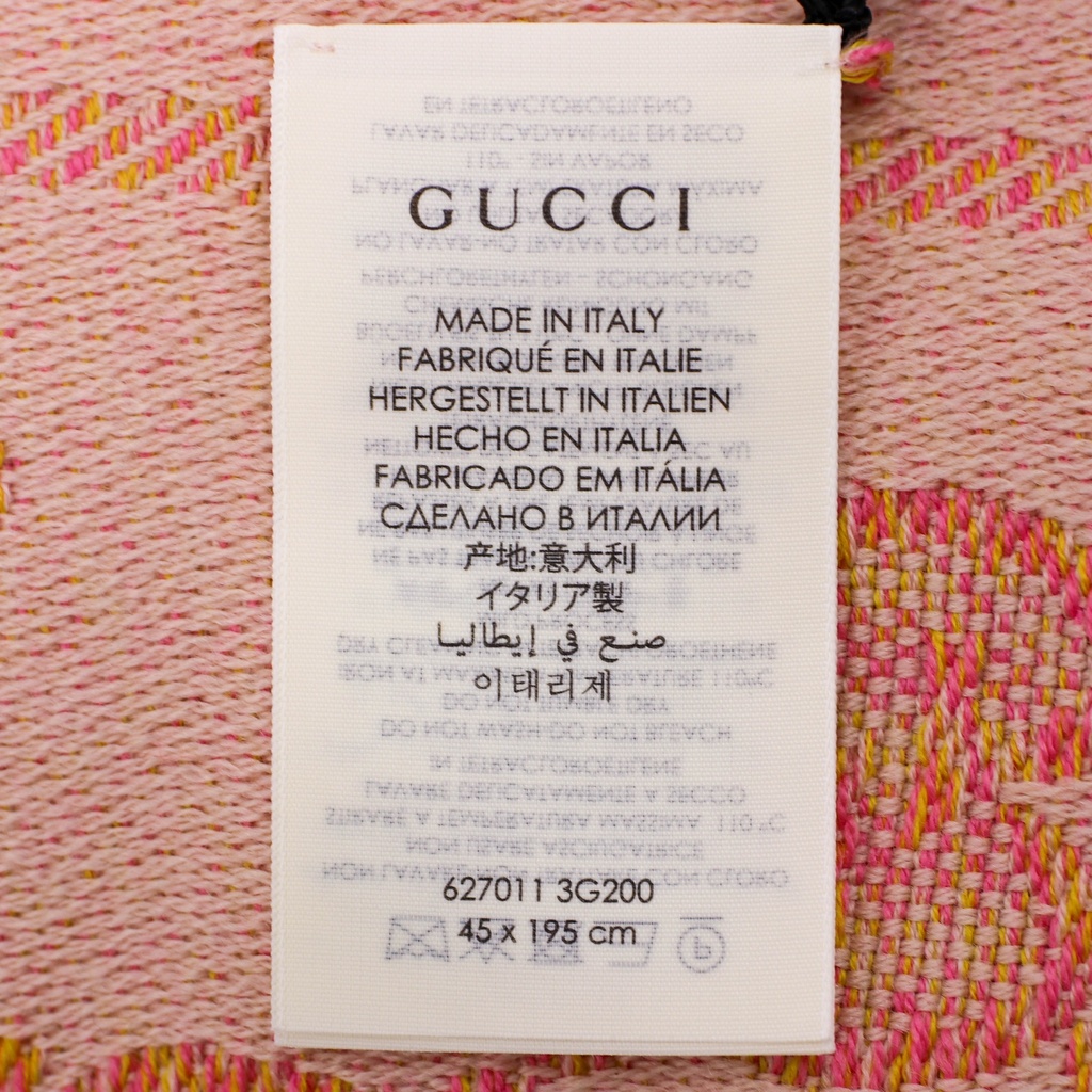 Gucci GG Pink Scarf Silk 627011 In Size 45x195