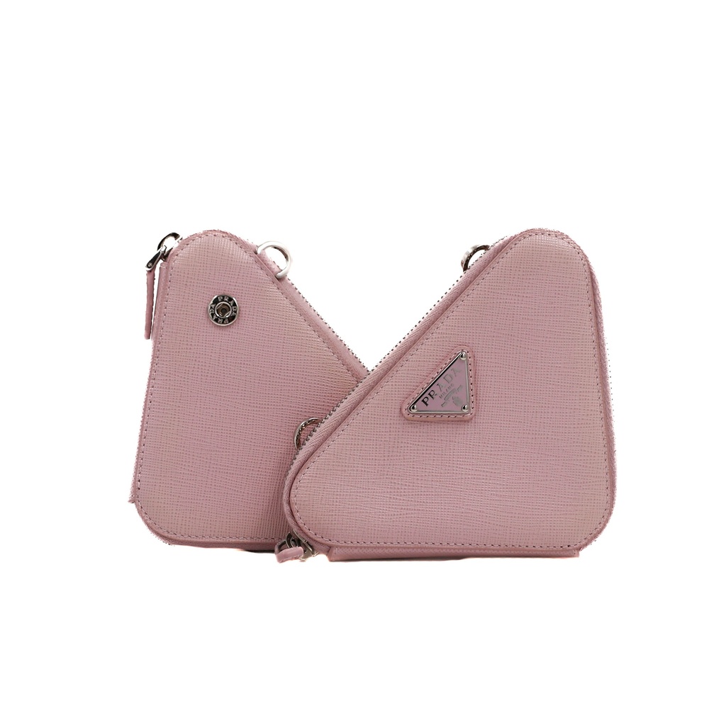 Prada Saffiano leather mini pouch bag in pink