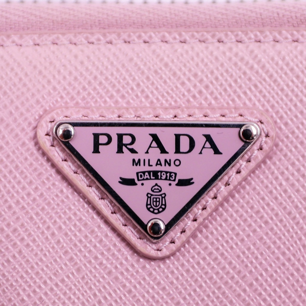 Prada Saffiano leather mini pouch bag in pink
