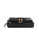 Christian Dior Black Goatskin Double Saddle Pouch Crossbody Bag