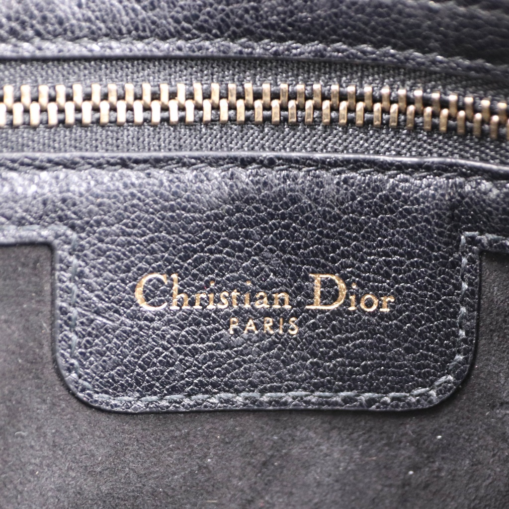 Christian Dior Black Goatskin Double Saddle Pouch Crossbody Bag