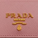 Prada Cardholder Pink Grained Leather With a Silver-Tone Logo Plaque
