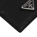 Prada Cardholder Black Grained Leather With a Silver-Tone Logo Plaque
