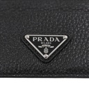Prada Cardholder Black Grained Leather With a Silver-Tone Logo Plaque