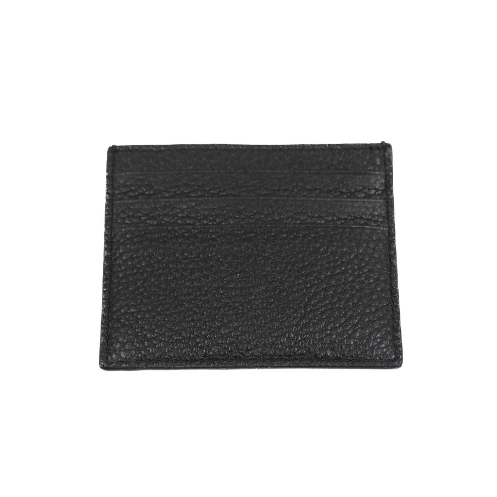 Prada Cardholder Black Grained Leather With a Silver-Tone Logo Plaque