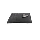 Prada Cardholder Black Grained Leather With a Silver-Tone Logo Plaque