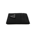 Prada Cardholder Black Grained Leather With a Silver-Tone Logo Plaque