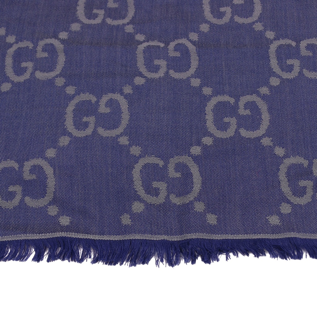 Gucci GG Blue Scarf Silk 755134 In Size 70x200