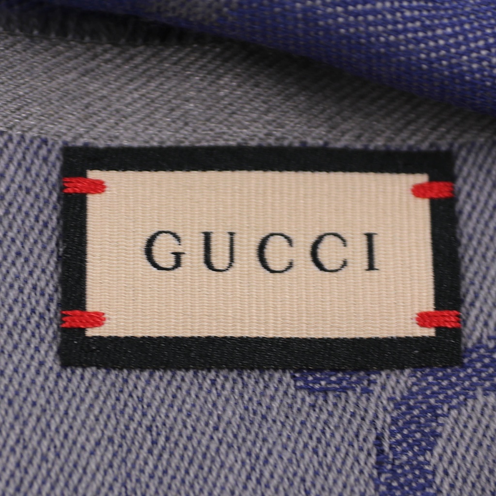 Gucci GG Blue Scarf Silk 755134 In Size 70x200