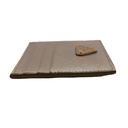 Prada Cardholder Gold Grained Leather With a Silver-Tone Logo Plaque