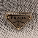 Prada Cardholder Gold Grained Leather With a Silver-Tone Logo Plaque