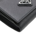 Prada Saffiano Triangle Tri-Fold Wallet Black