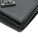 Prada Saffiano Triangle Tri-Fold Wallet Black