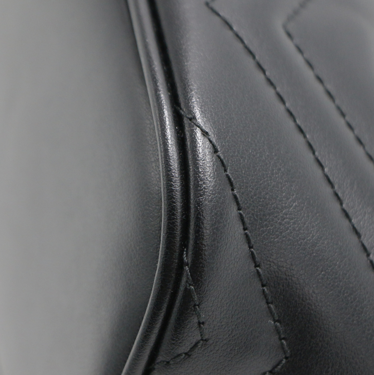 Gucci Leather GG Marmont Shoulder Bag Black 739166