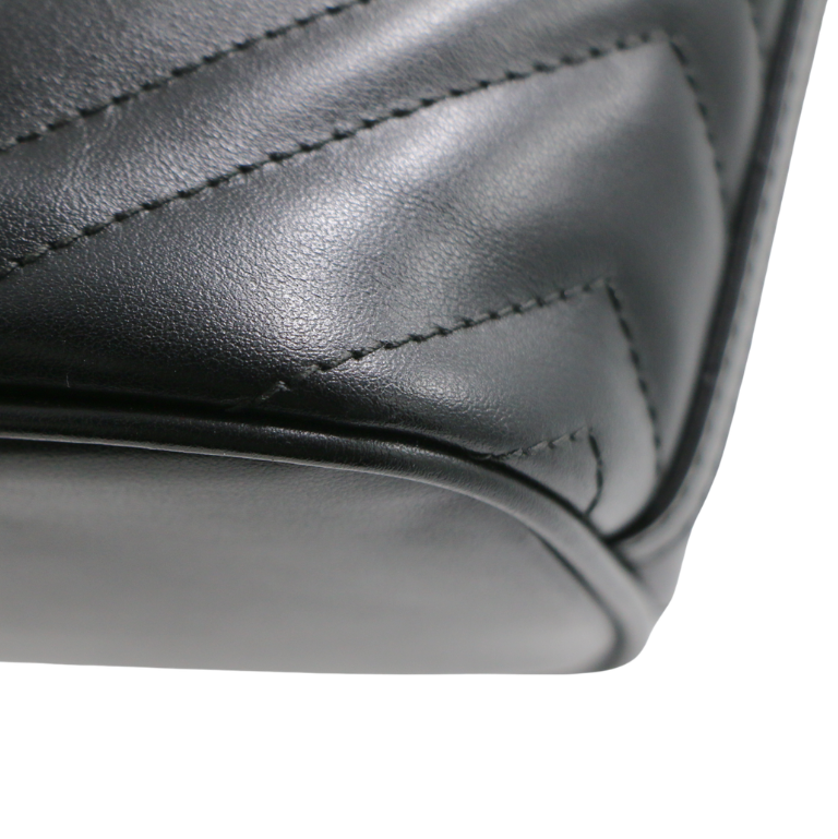 Gucci Leather GG Marmont Shoulder Bag Black 739166