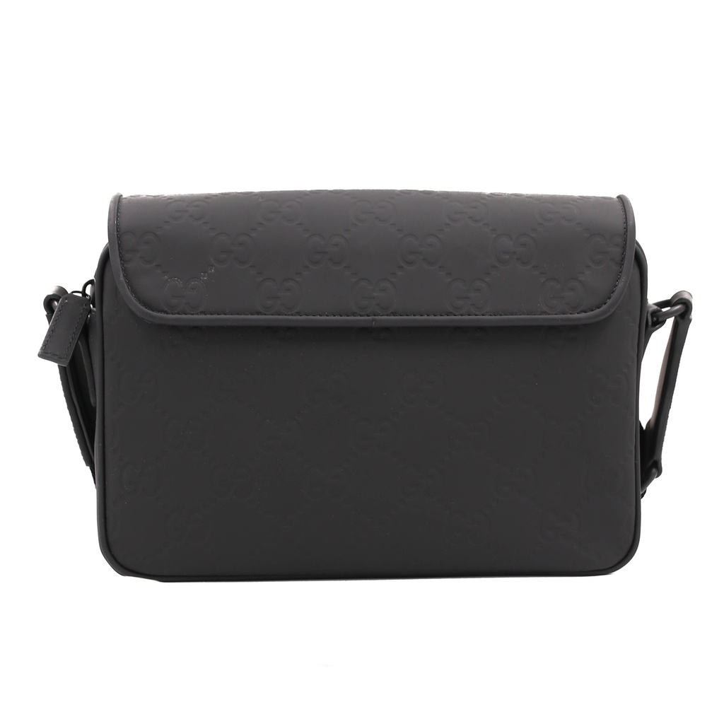 Gucci Gray GG Rubber Effect Leather Messenger 775097