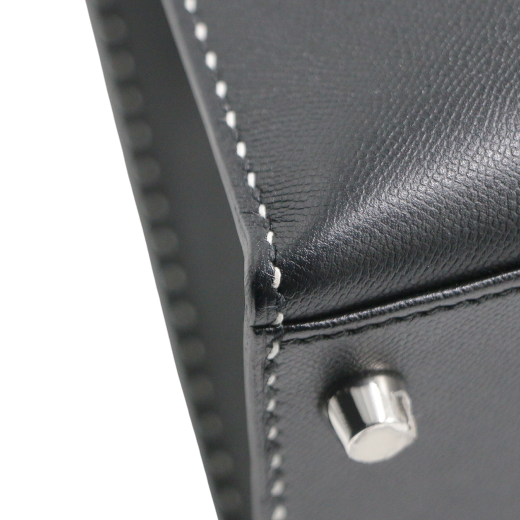 Hermes Kelly Sellier 28 Jet black white stitching Y2019