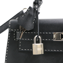Hermes Kelly Sellier 28 Jet black white stitching Y2019
