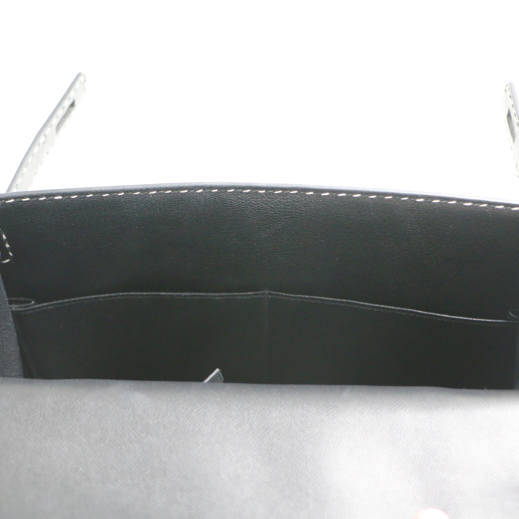 Hermes Kelly Sellier 28 Jet black white stitching Y2019