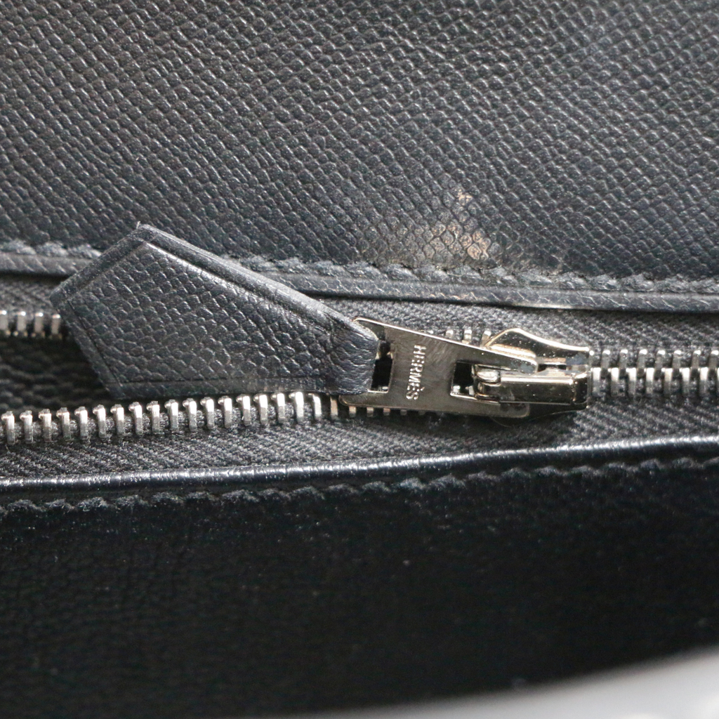 Hermes Kelly Sellier 28 Jet black white stitching Y2019