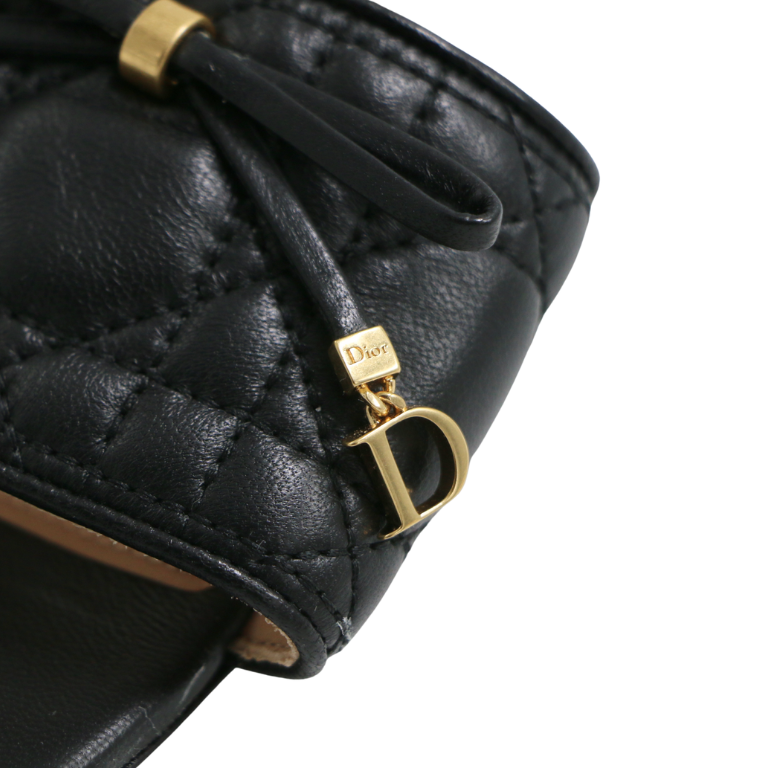 Christian Dior Lady Dior Heels Slide Lamskin Black In Size 36