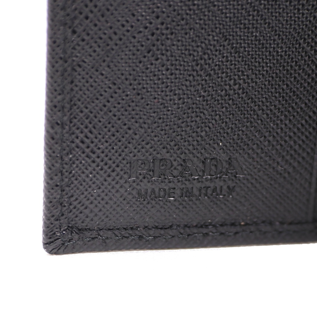 Prada bifold card holder Saffiano leather Enameled metal triangle logo