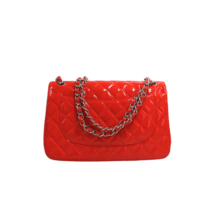 Chanel Classic Double Flap Jumbo Red Patent Leather