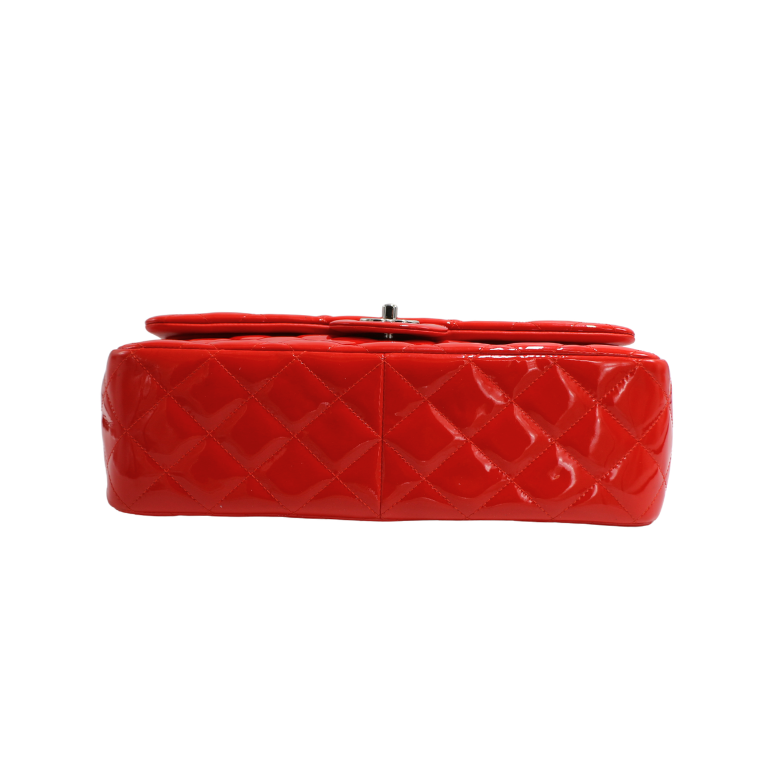 Chanel Classic Double Flap Jumbo Red Patent Leather
