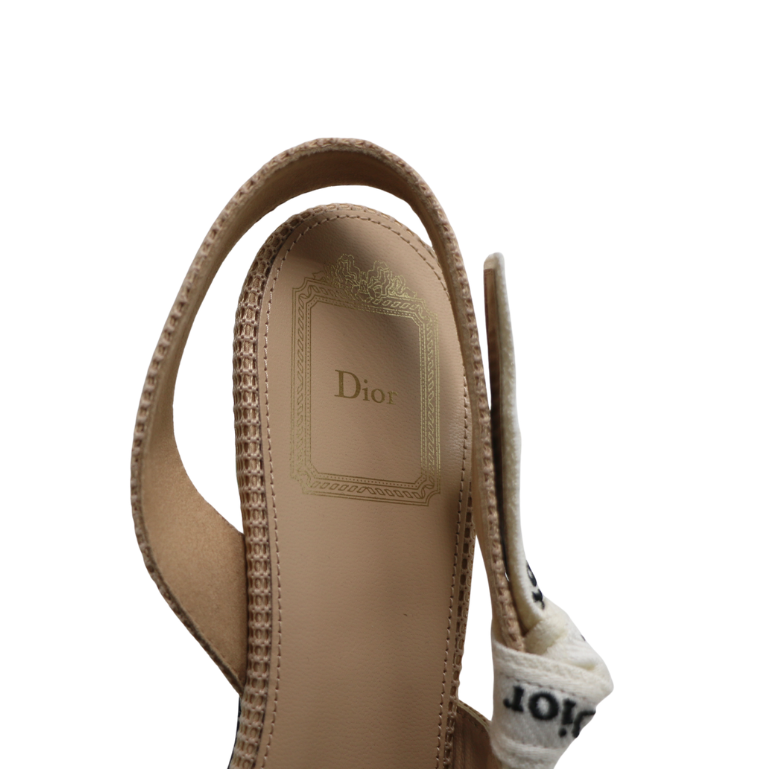 Christian Dior J'Adior Slingback Pump Beige Technical Fabric In Size 37 1/2