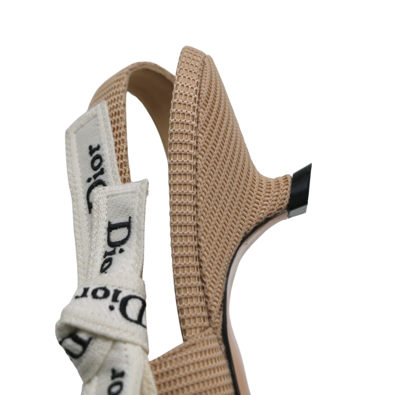 Christian Dior J'Adior Slingback Pump Beige Technical Fabric In Size 37 1/2