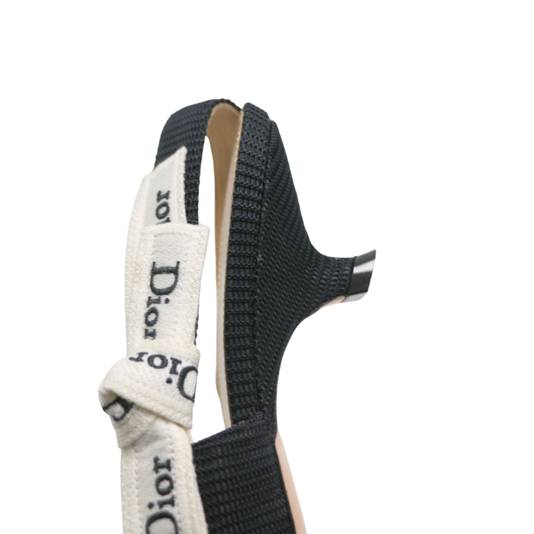 Christian Dior J'Adior Slingback Pump Black Technical Fabric In Size 37