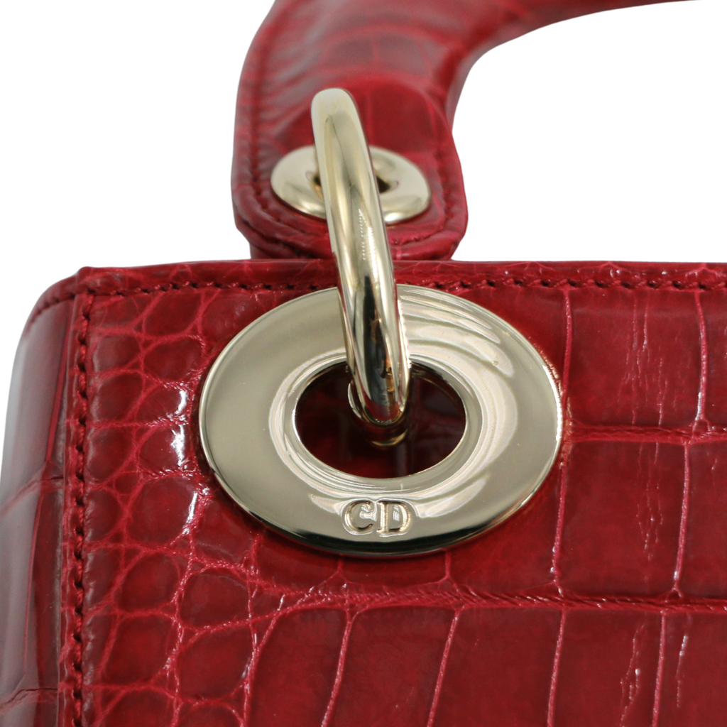 Christian  Dior Alligator Pink Lady Dior Mini Handbag