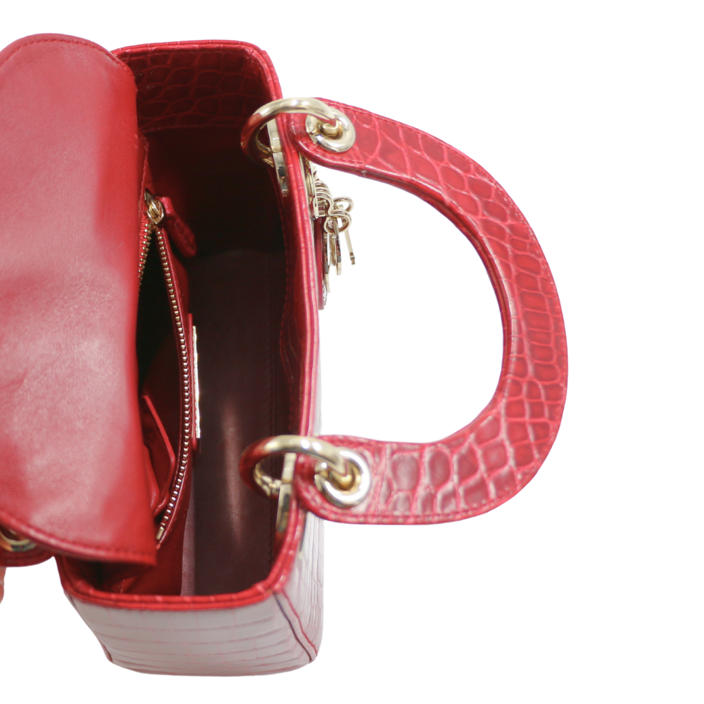 Christian  Dior Alligator Pink Lady Dior Mini Handbag