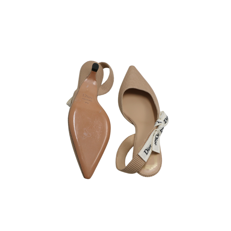 Christian Dior J'Adior Slingback Pump Beige Technical Fabric In Size 37