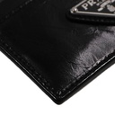 Prada Soft leather enameled metal triangle logo Cardholder
