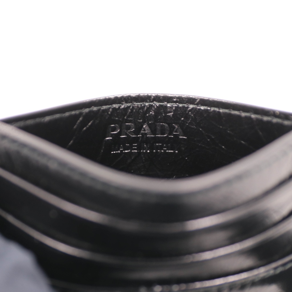 Prada Soft leather enameled metal triangle logo Cardholder