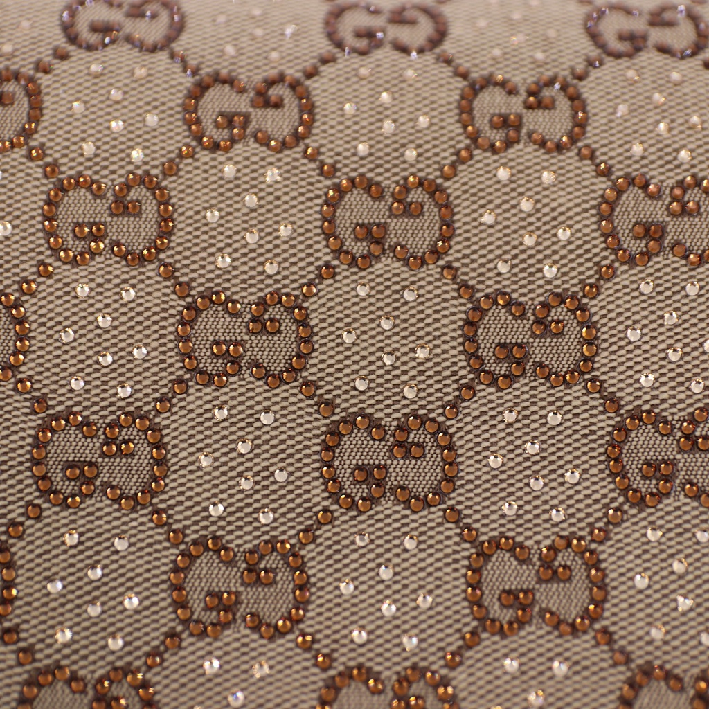 Gucci Horsebit 1955 Crystal Embellished GG Canvas Mini Shoulder Bag 675801